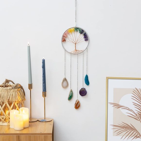 Gem Dream Catchers Agates 7 Chakra Gemstone Wall Hangings Tree Of Life🌹 - Picture 6 of 9